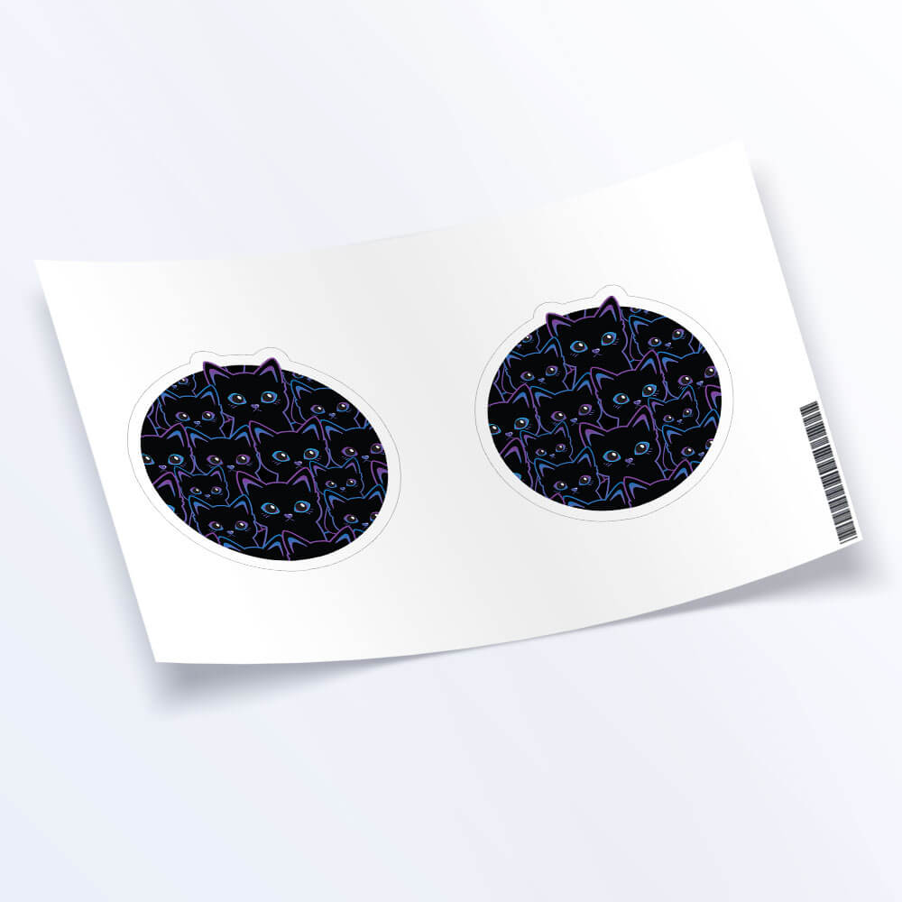 Kawaii Black Cats Sticker Sheet - Set of 2
