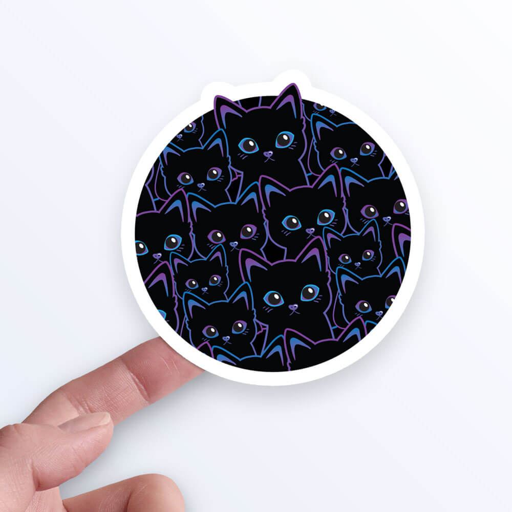 Kawaii Black Cats Sticker on hand