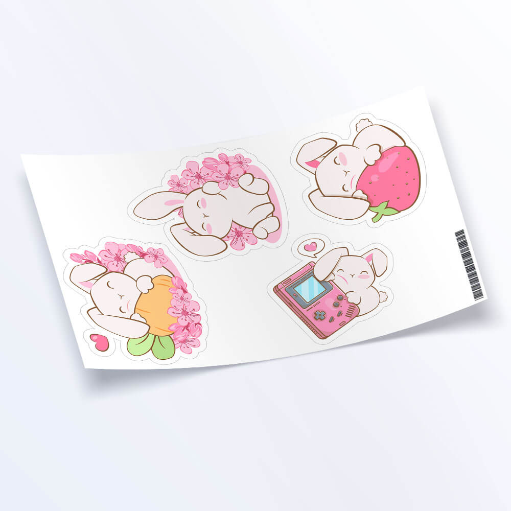 Kawaii Bunnies Year of Rabbit Sticker Sheet Set of 4