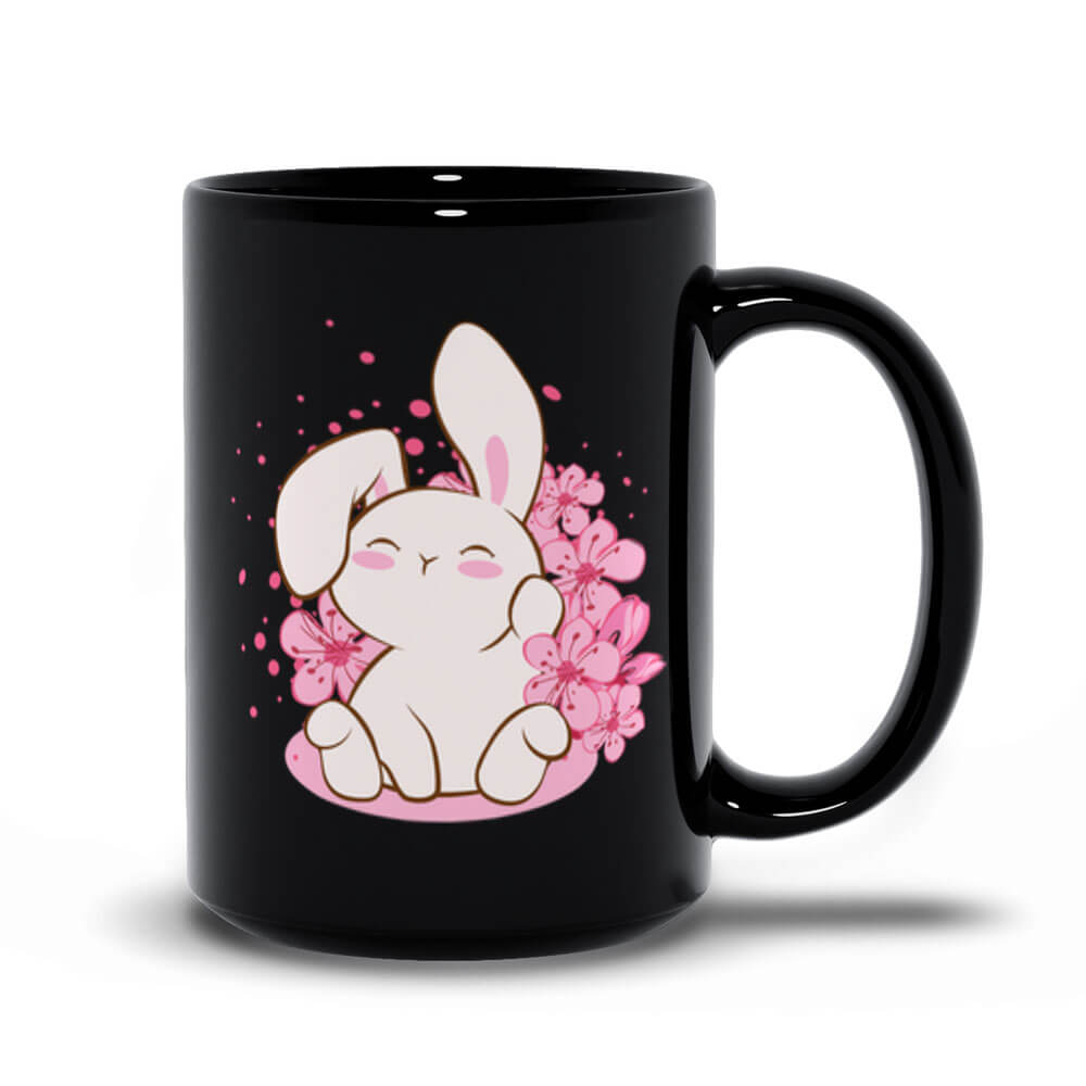 Kawaii Bunny Year of Rabbit Cute Coffee Mug black 15 oz