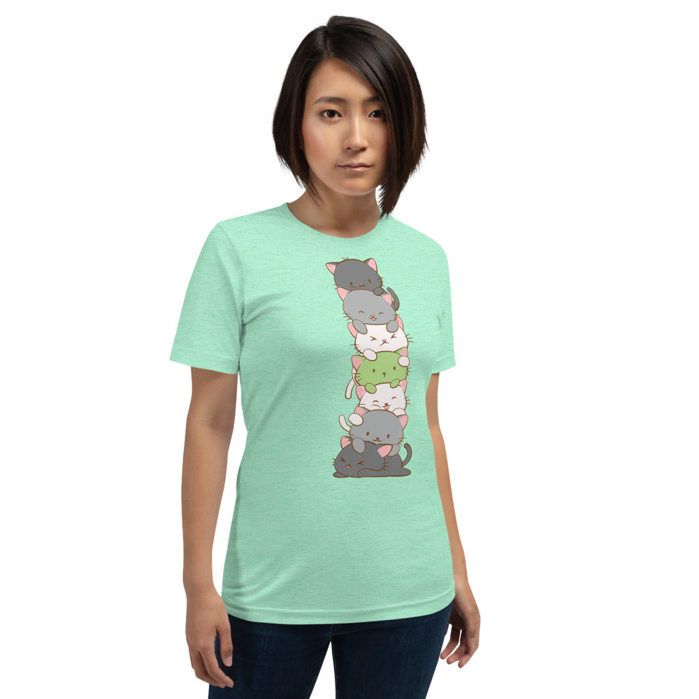 Kawaii Cat Pile Agender Pride T-Shirt