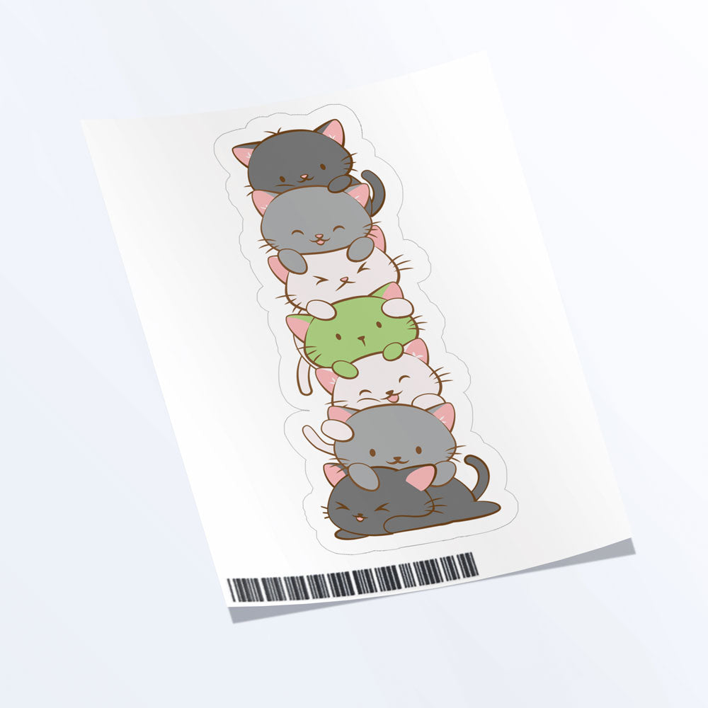 Kawaii Cat Pile Agender Pride Sticker Sheet