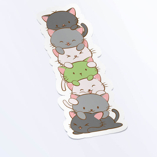 Kawaii Cat Pile Agender Pride Sticker