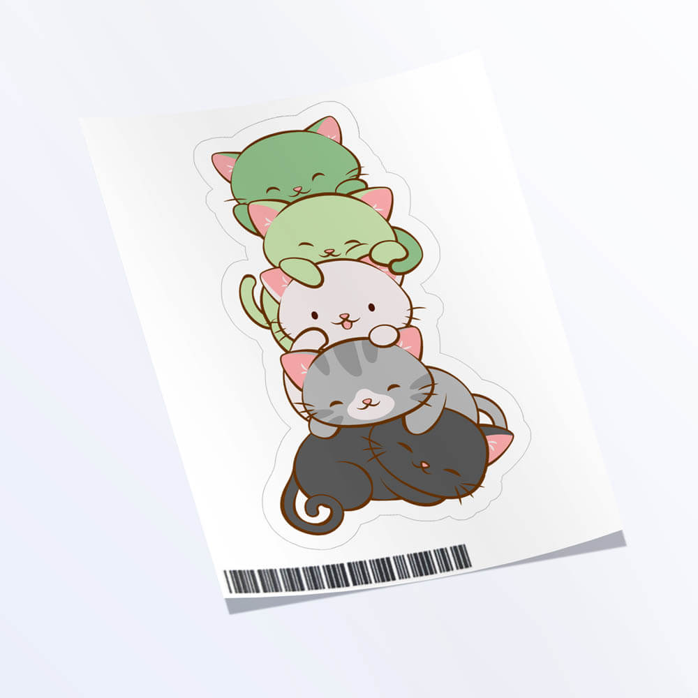 Kawaii Cat Pile Aromantic Pride Sticker - 1 Sticker