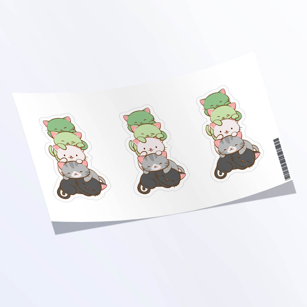 Kawaii Cat Pile Aromantic Pride Sticker – Irene Koh Studio