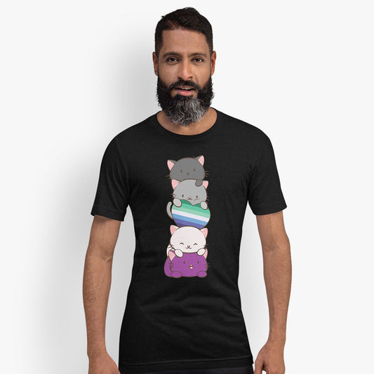 Kawaii Cat Pile Asexual MLM Pride T-Shirt