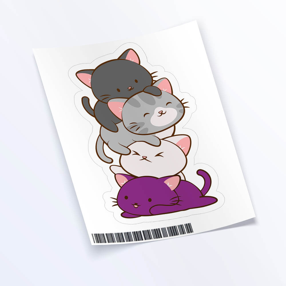 Kawaii Cat Pile Asexual Sticker - 1 sticker