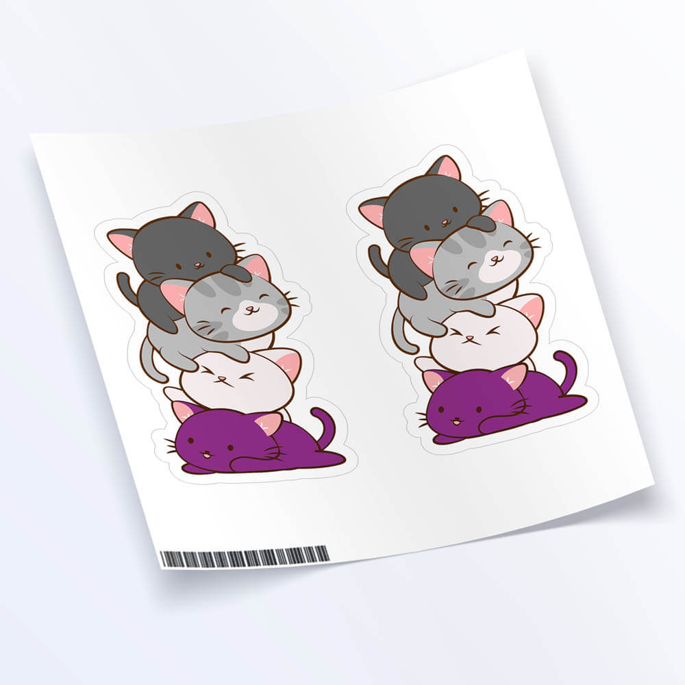Kawaii Cat Pile Asexual Stickers - Set of 2