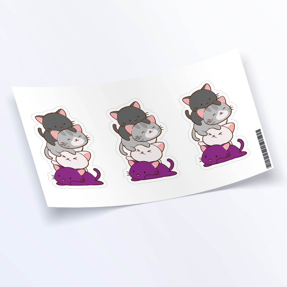 Kawaii Cat Pile Asexual Stickers - Set of 3