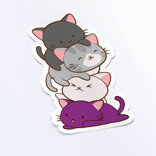 Kawaii Cat Pile Asexual Sticker