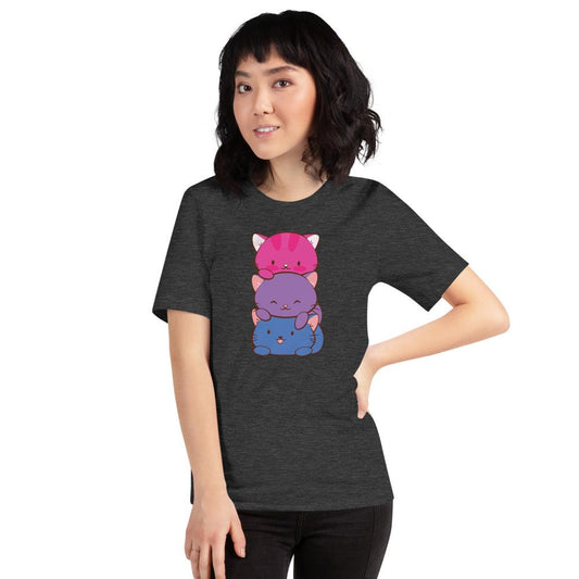 Kawaii Cat Pile Bisexual Pride T-Shirt