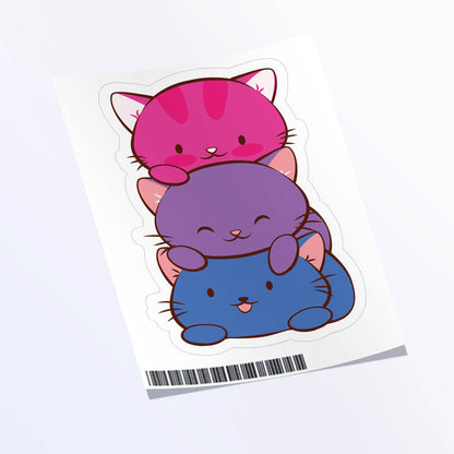 Kawaii Cat Pile Bisexual Sticker - 1 Sticker