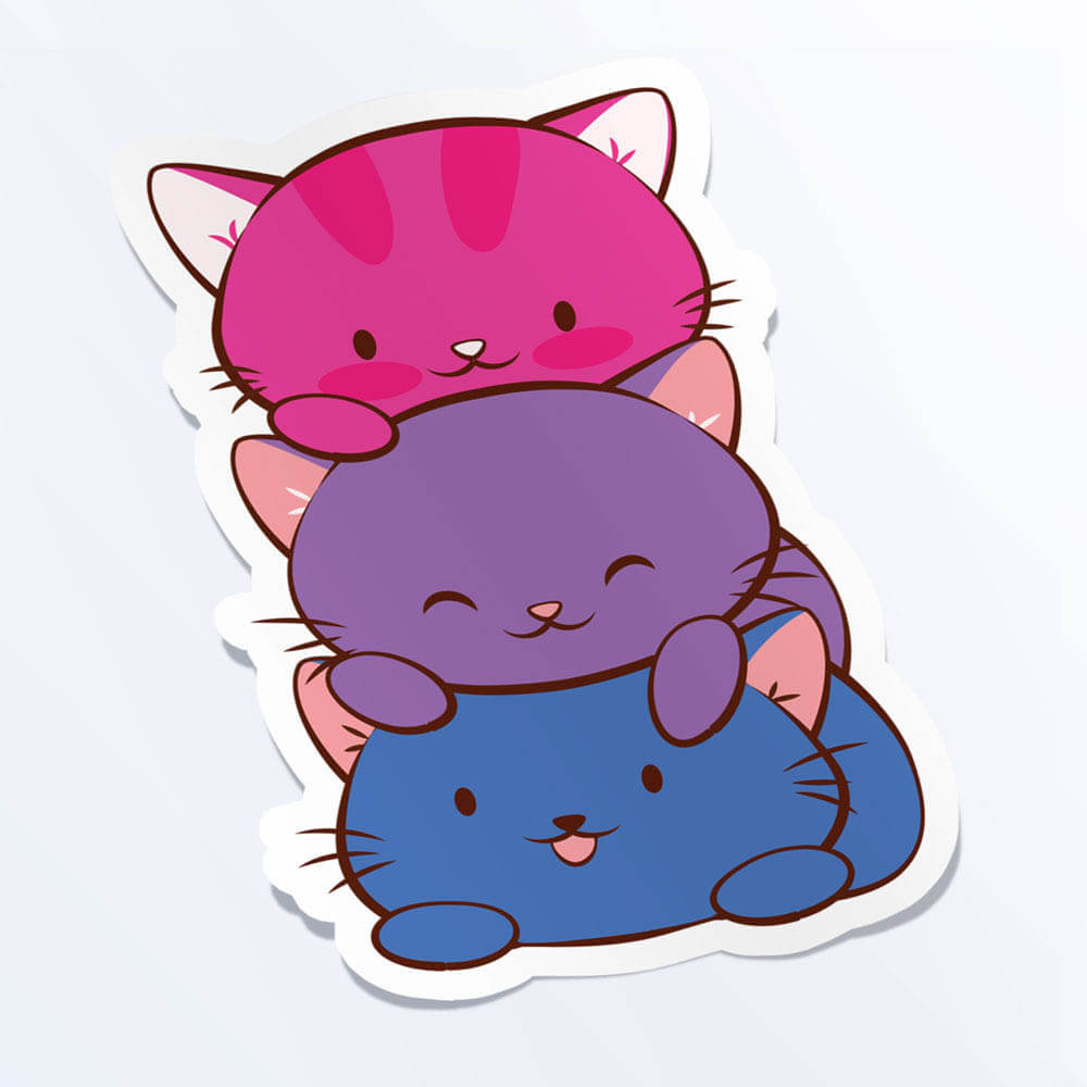 Kawaii Cat Pile Bisexual Sticker