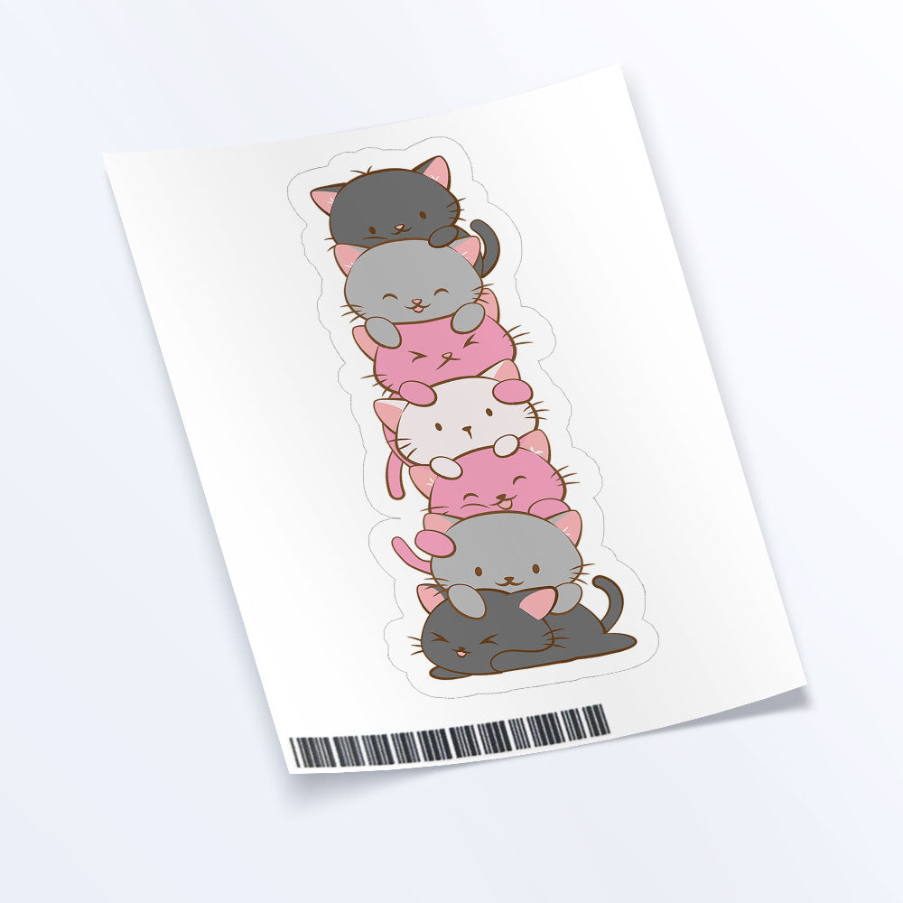 Kawaii Cat Pile Demigirl Pride Sticker Sheet