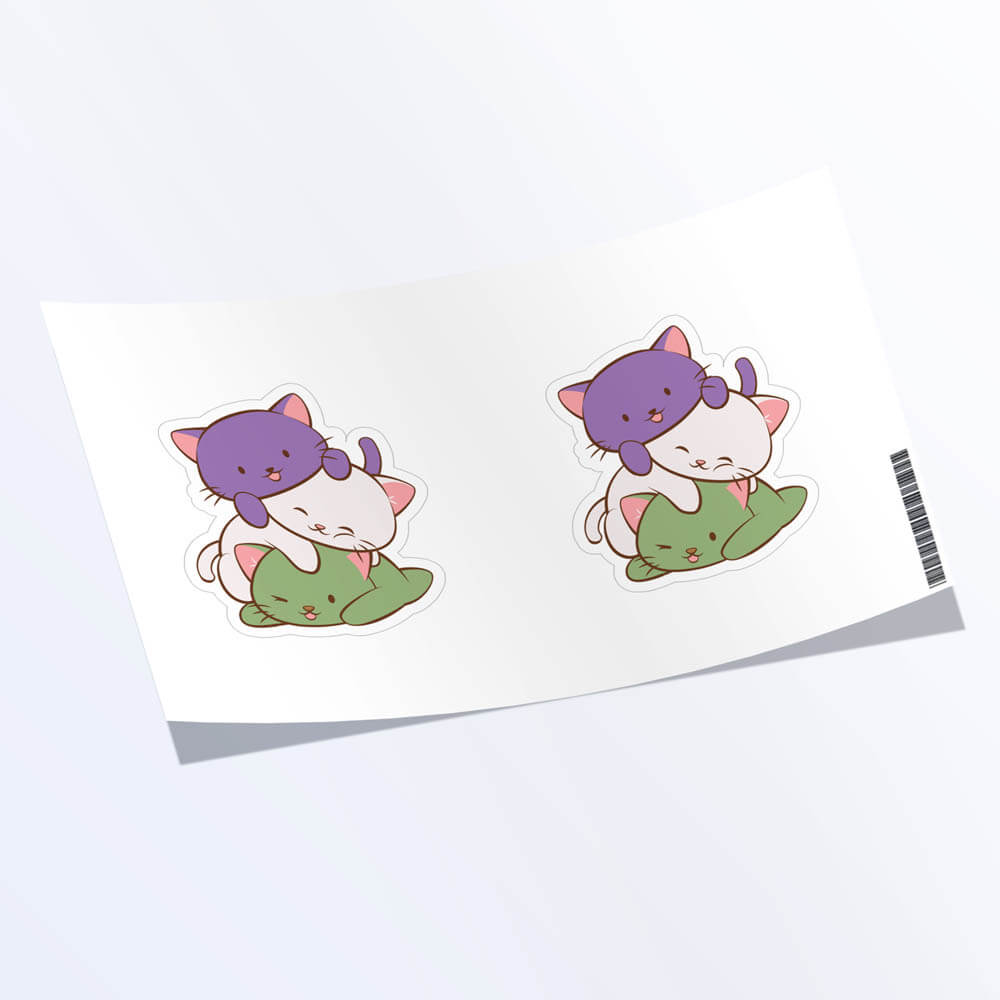 Kawaii Cat Pile Genderqueer Stickers - Set of 2