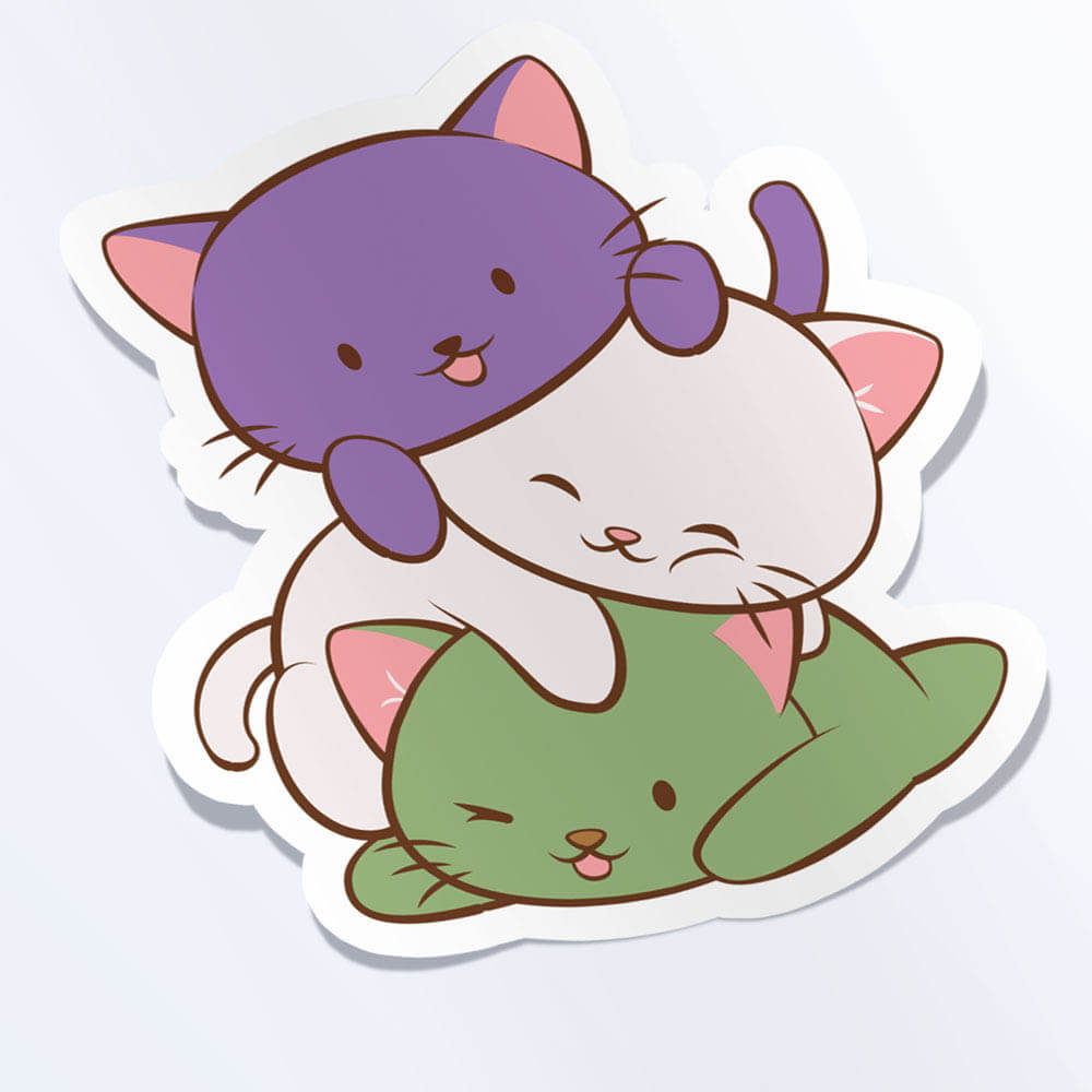 Kawaii Cat Pile Genderqueer Sticker