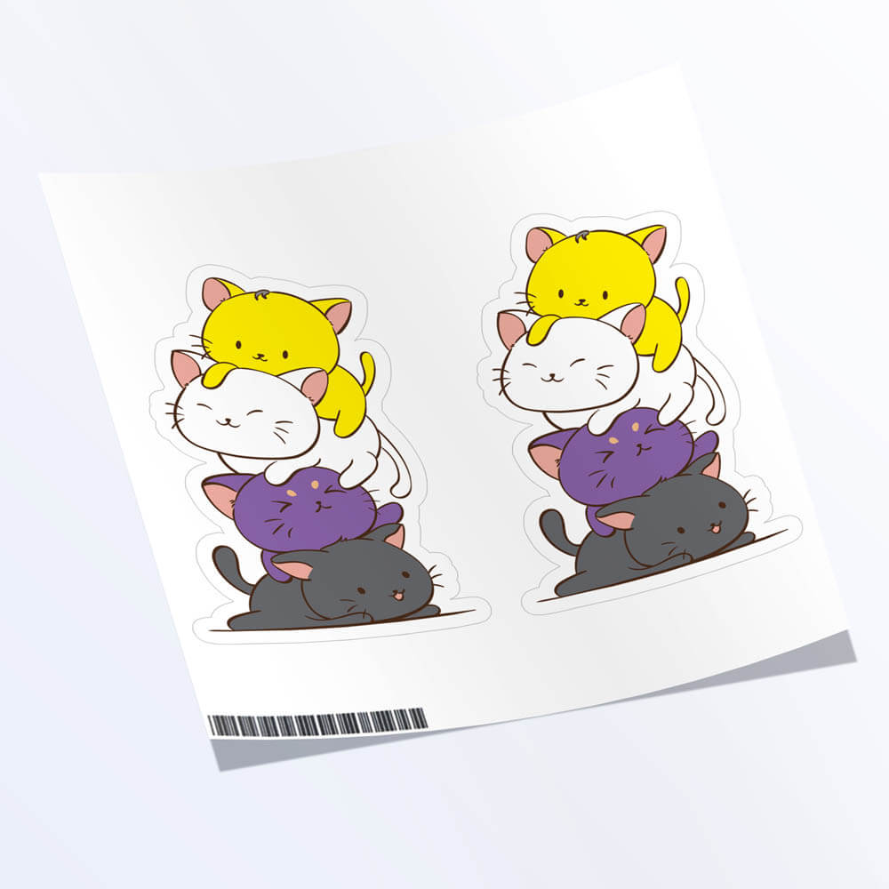 Kawaii Cat Pile Nonbinary Stickers - Set of 2