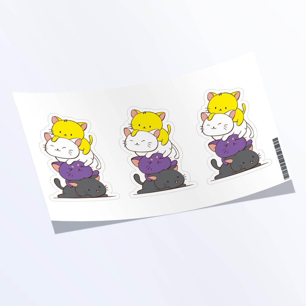 Kawaii Cat Pile Nonbinary Stickers - Set of 3