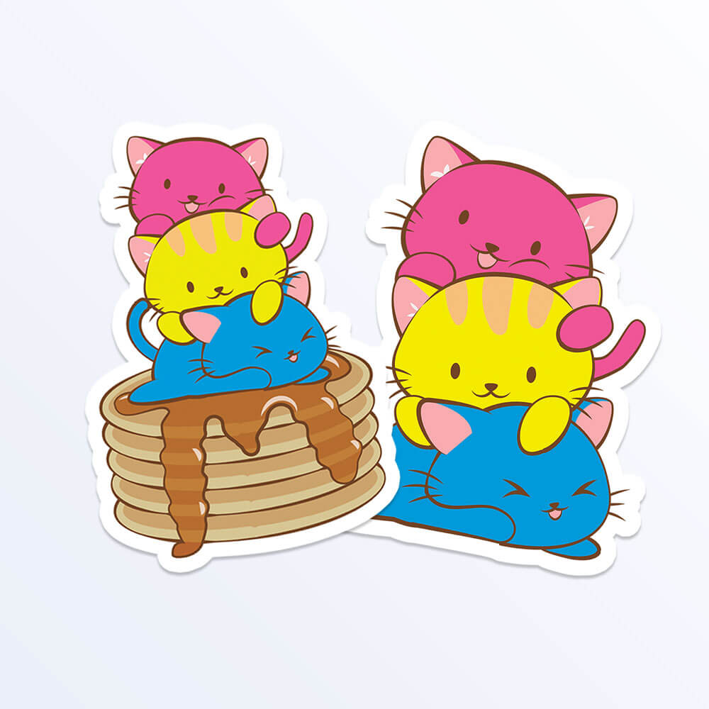 Kawaii Cat Pile Pansexual Stickers