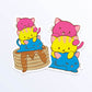 Kawaii Cat Pile Pansexual Stickers