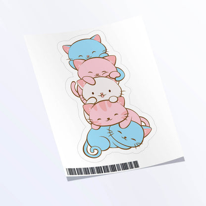 Kawaii Cat Pile Transgender Pride Sticker - 1 Sticker