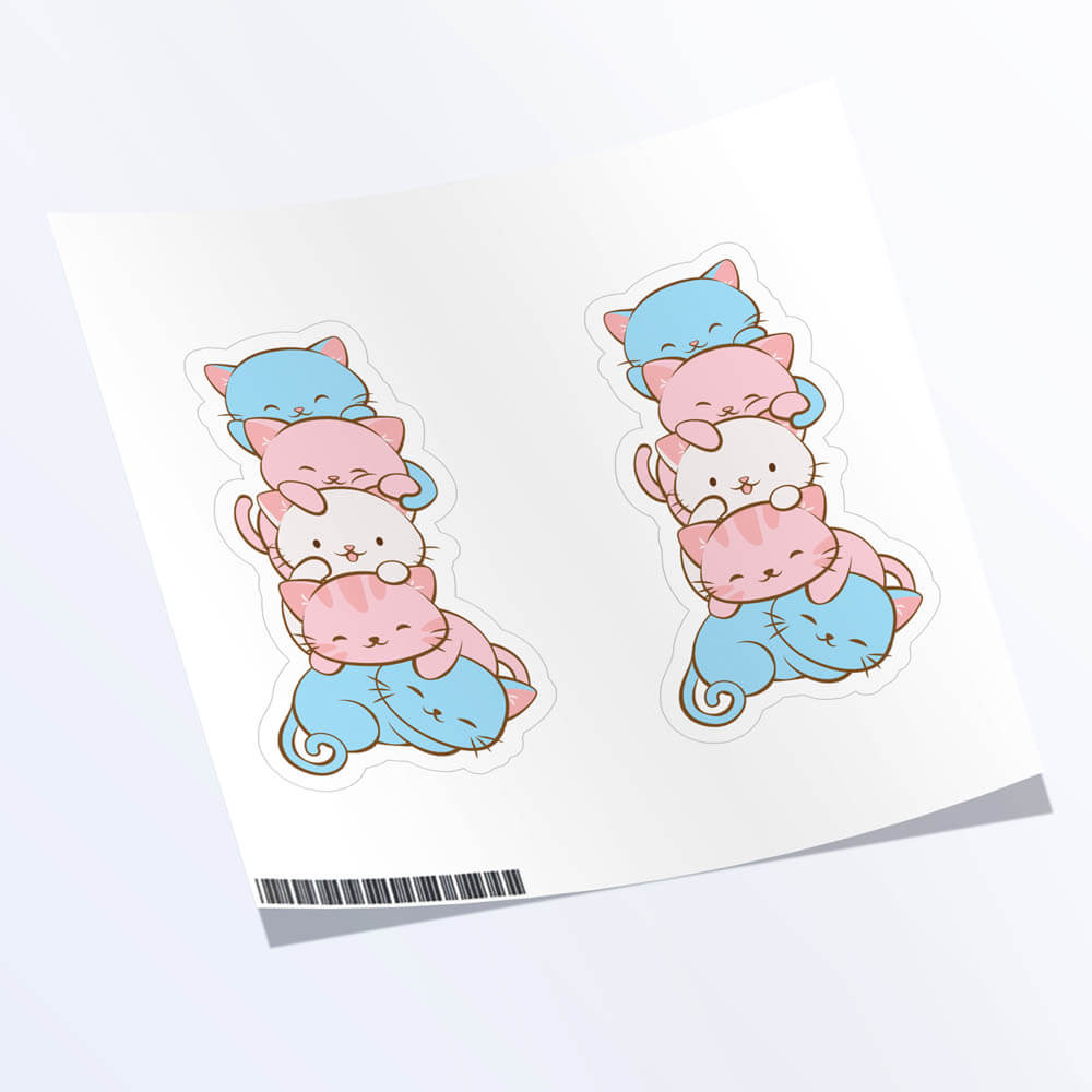 Kawaii Cat Pile Transgender Stickers - Set of 2