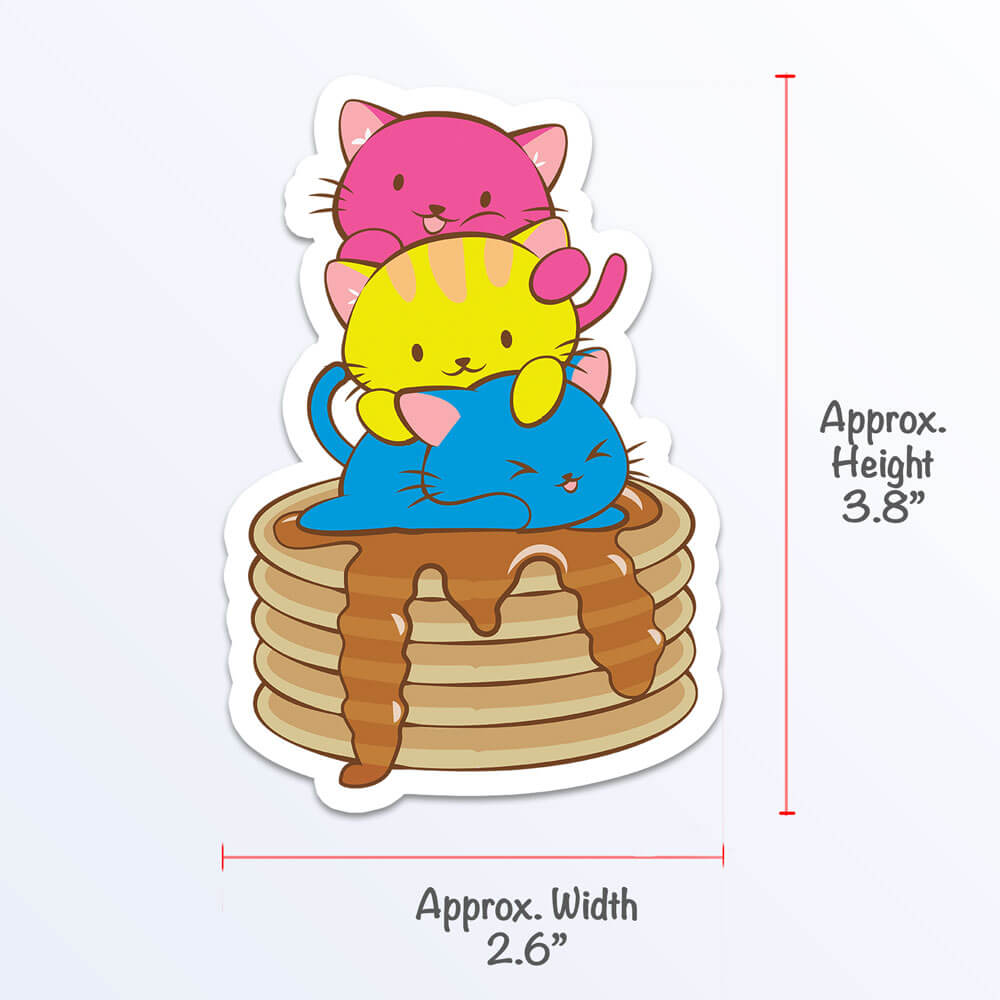 Kawaii Cats on Pancakes Pansexual Sticker Measurements