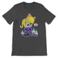 Kawaii Cat on Skulls Nonbinary Shirt for Enby - Dark Grey Heather
