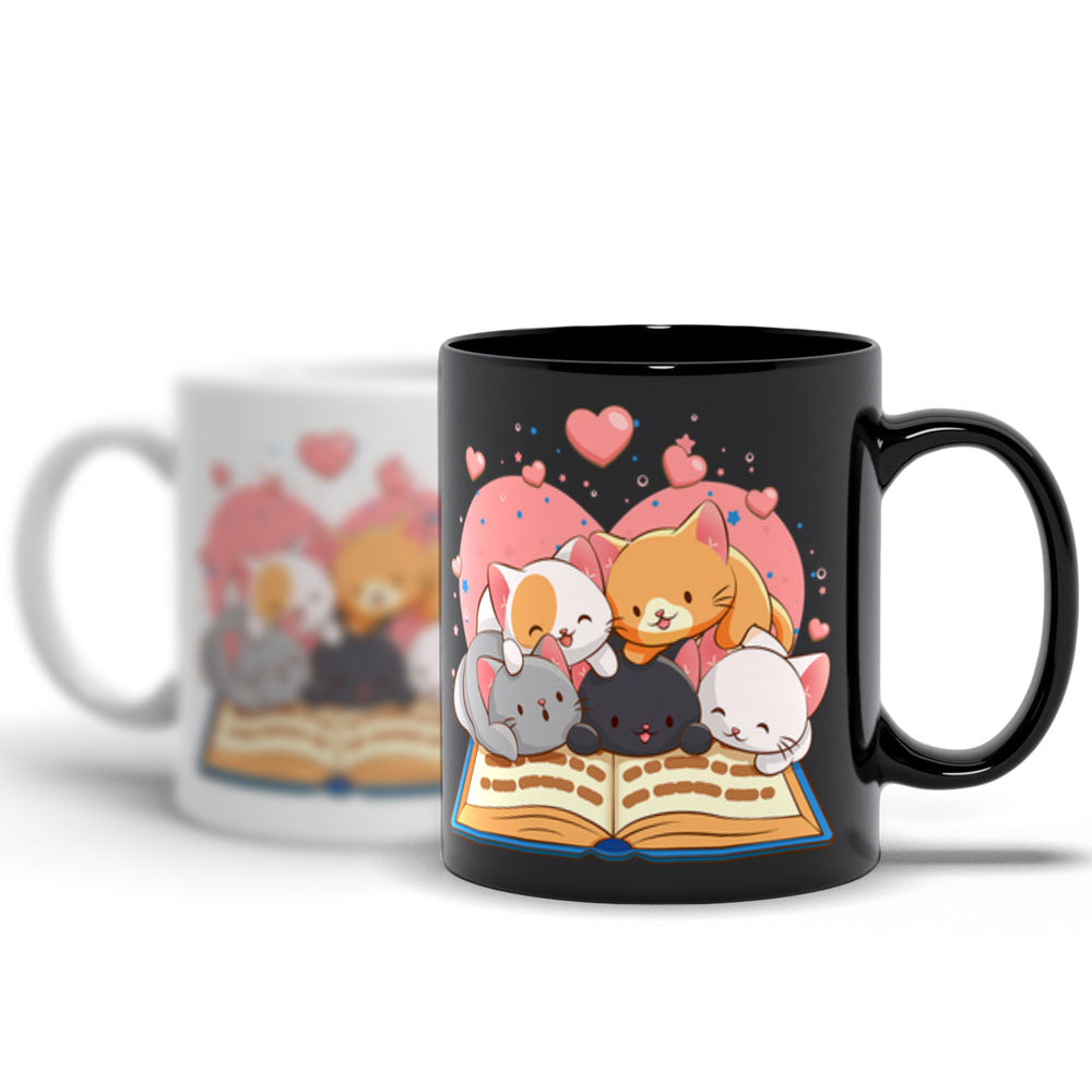 Kawaii Cats-Reading-Book Cute Mug