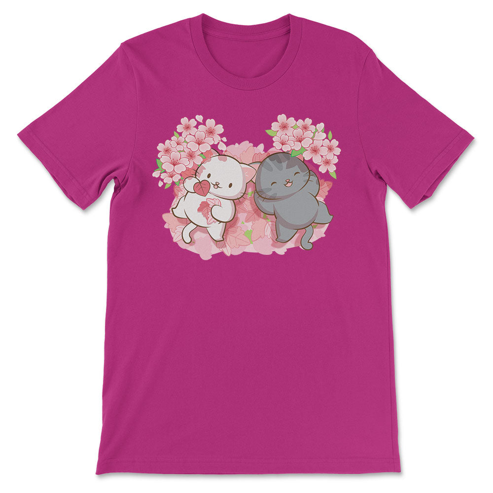 Kawaii Cats Sakura T-shirt Berry