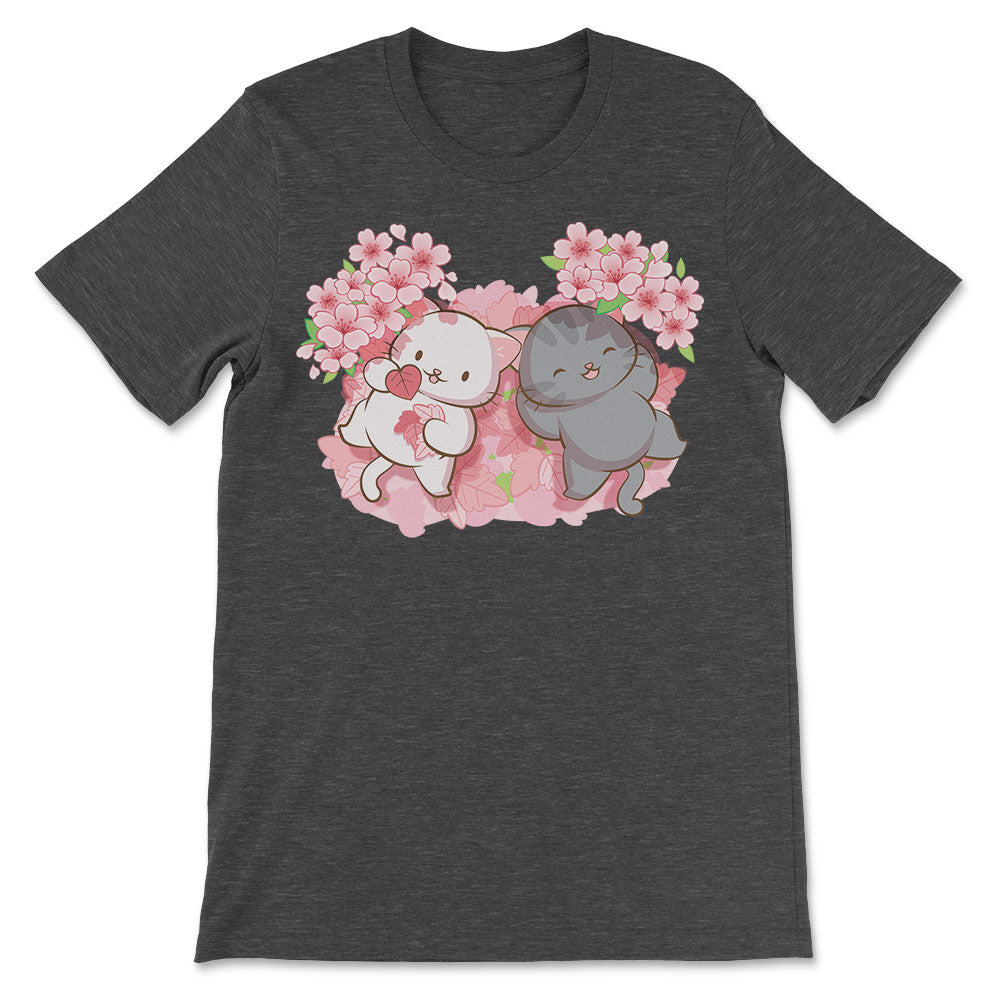 Kawaii Cats Sakura T-shirt Dark Grey Heather