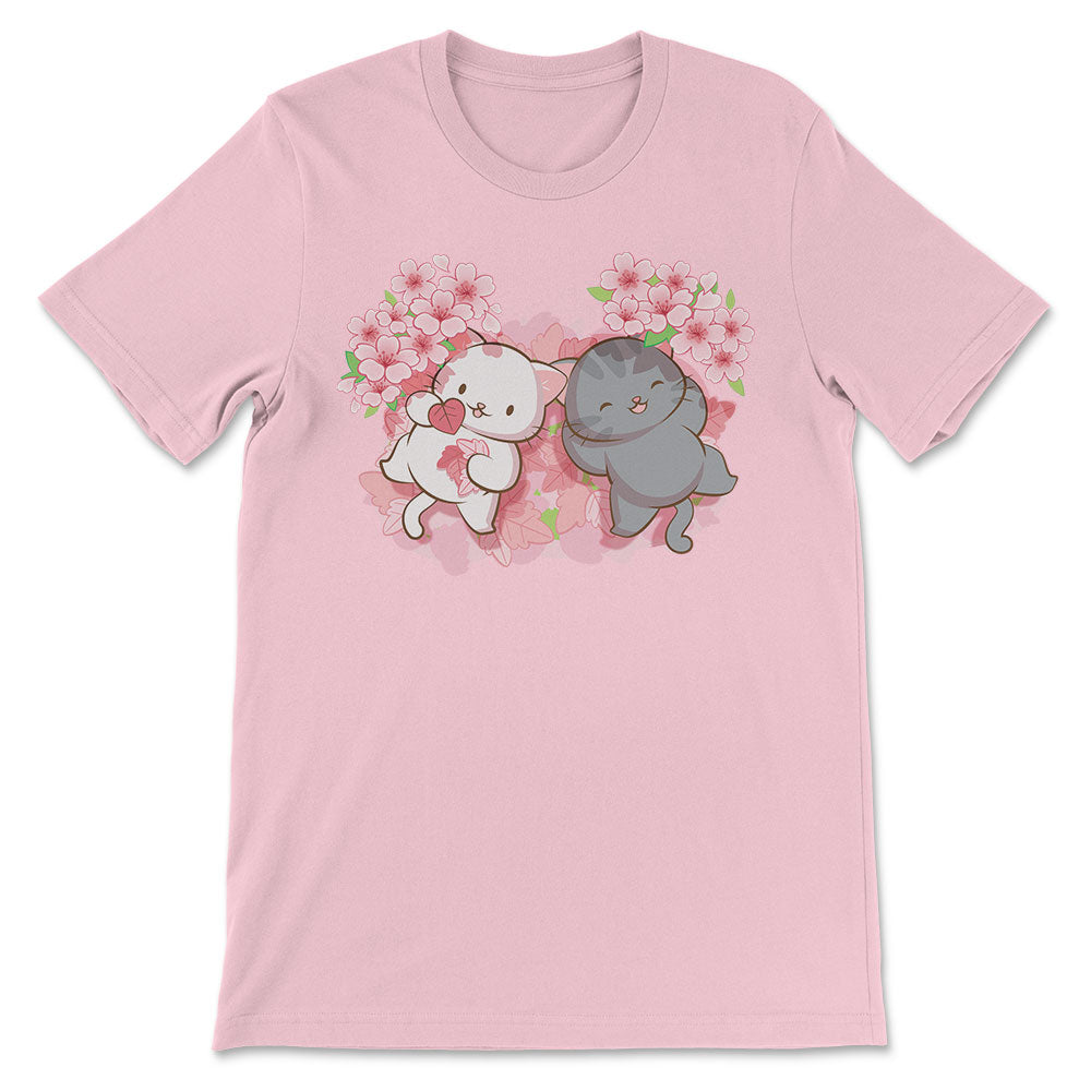 Kawaii Cats Sakura T-shirt Pink