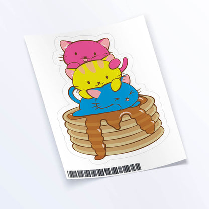 Kawaii Cats on Pancakes Pansexual Sticker