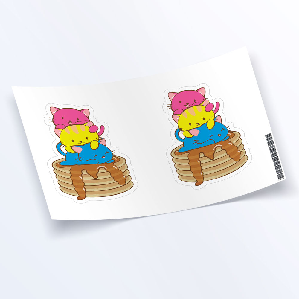 Kawaii Cat on Pancakes Pansexual Stickers - Set of 2