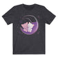 Kawaii Cats on Purple Moon T-shirt - Dark Grey Heather