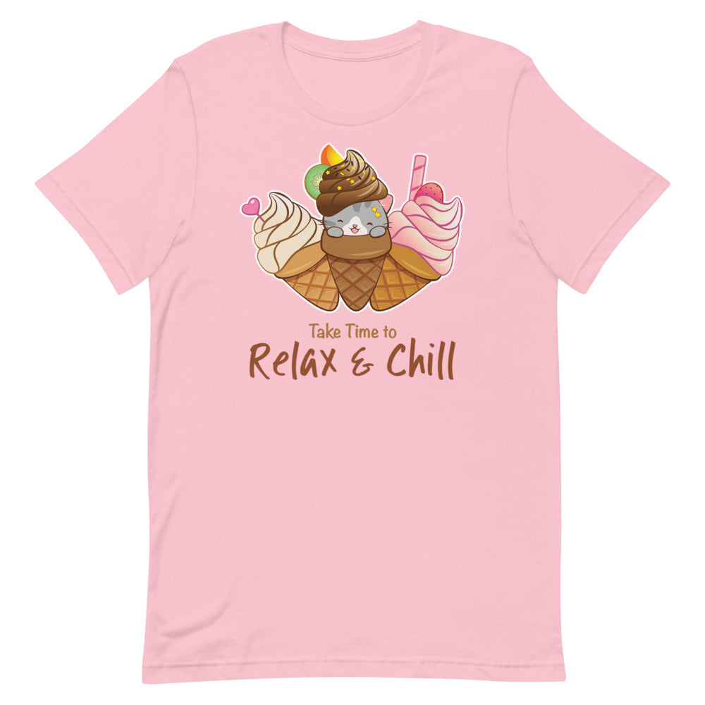 Kawaii Ice Cream Cat T-Shirt S / Pink