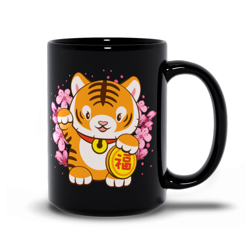 Kawaii Year of Tiger Coffee Mug black 15oz
