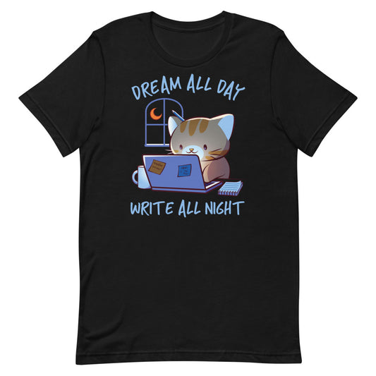 Kawaii Cat T-shirt for Writers S / Black