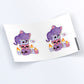 Kitty Cat on Skulls Pastel Goth Aesthetic Cute Kawaii Stickers - Set of 2 Sticker sheet