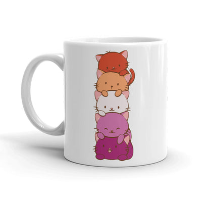 Lesbian Pride Cute Kawaii Cat Mug 11 oz / White