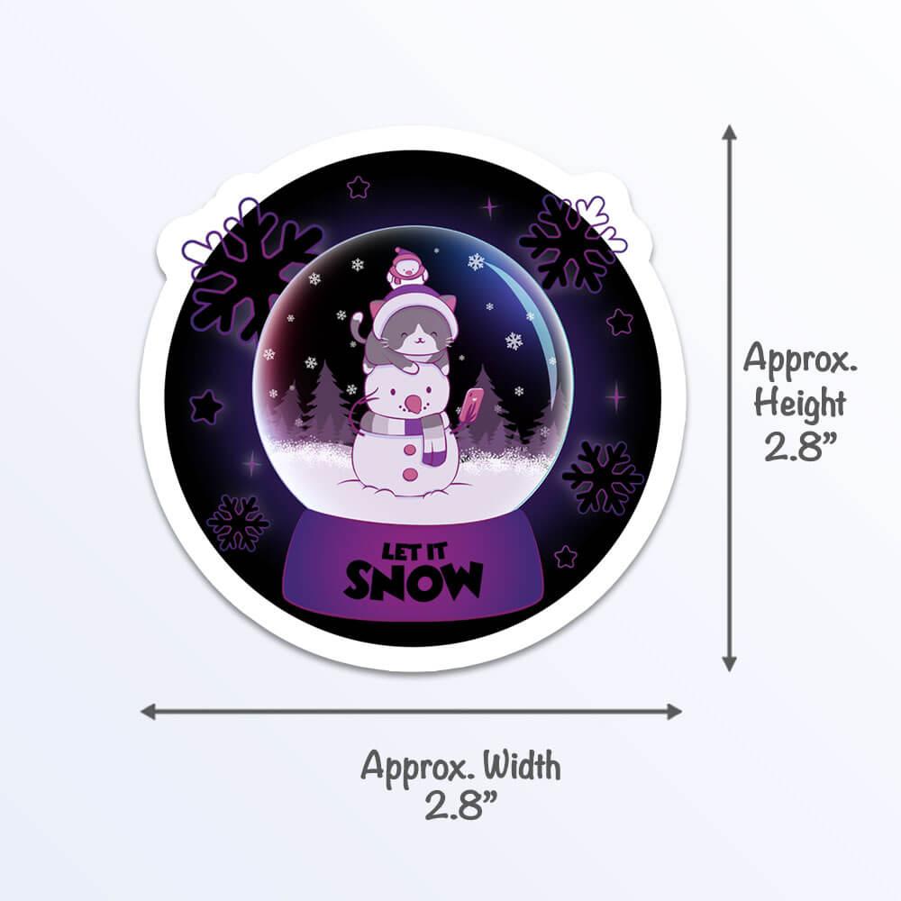 Let it Snow Cute Snow Globe Kawaii Sticker measurements