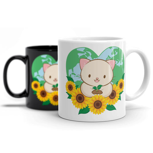 Love Our Earth Kawaii Cat Cute Coffee Mugs