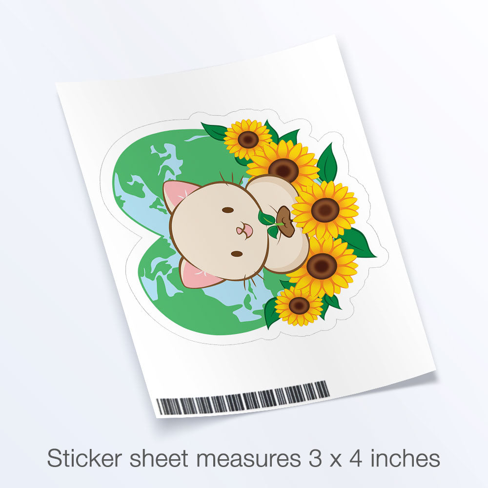Love Our Earth Kawaii Cat Sticker Sheet small 3"x4"