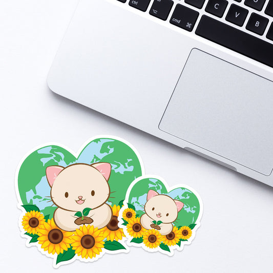Love Our Earth Kawaii Cat Stickers for laptop