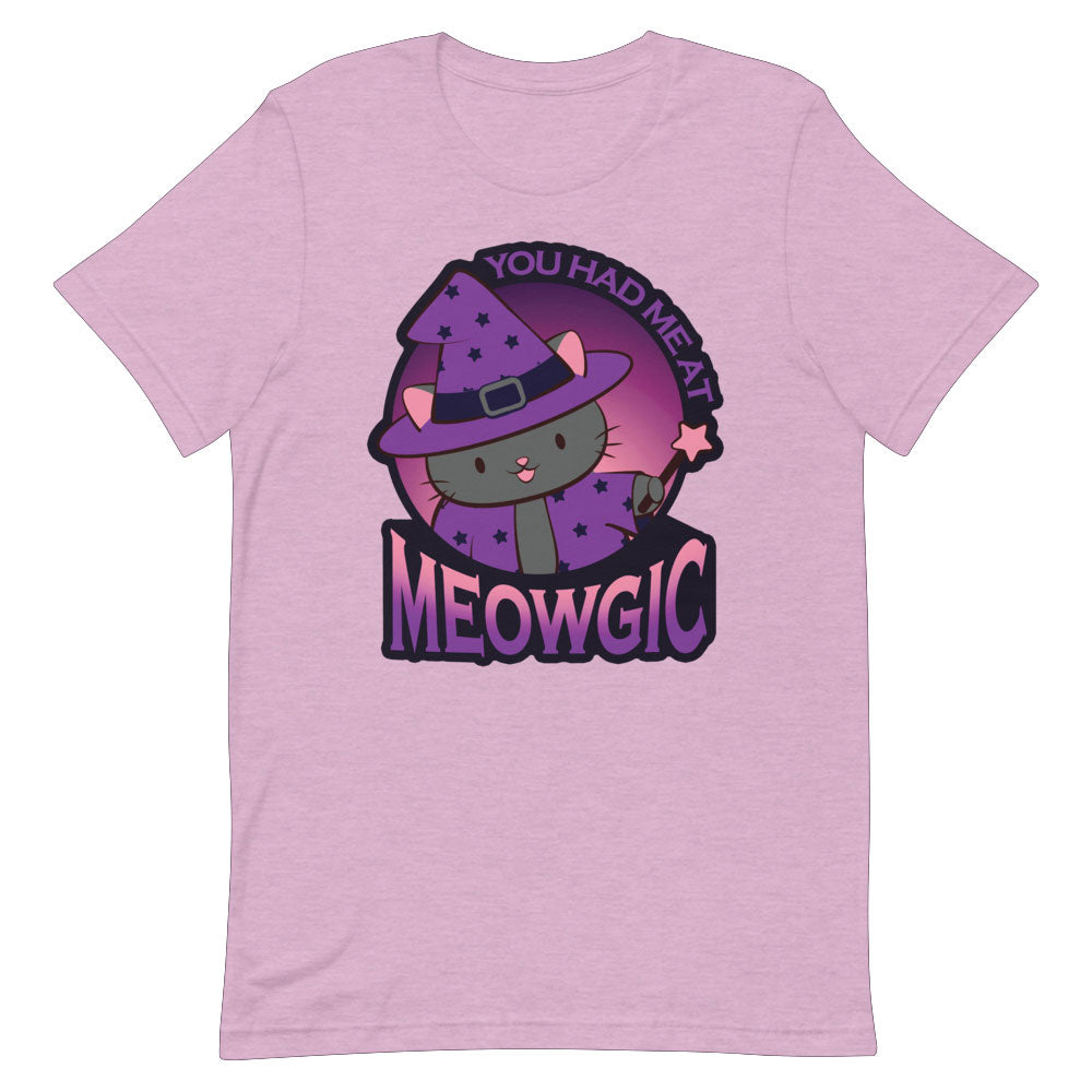 Meowgic Kawaii Wizard Cat T-shirt for Magic and Fantasy Lovers - Heather Prism Lilac
