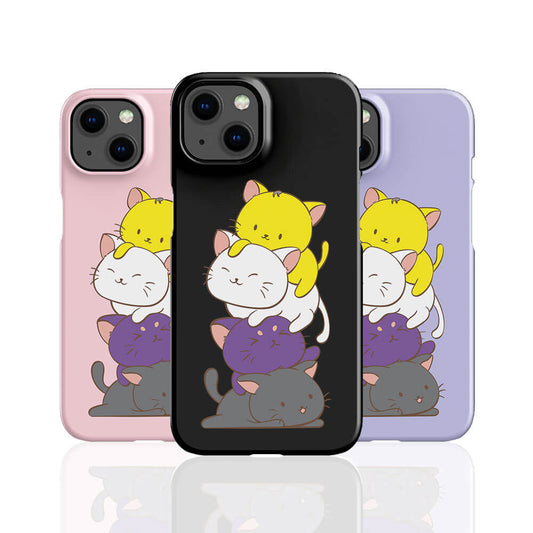 Nonbinary Pride Kawaii Phone Cases - black, pink and purple