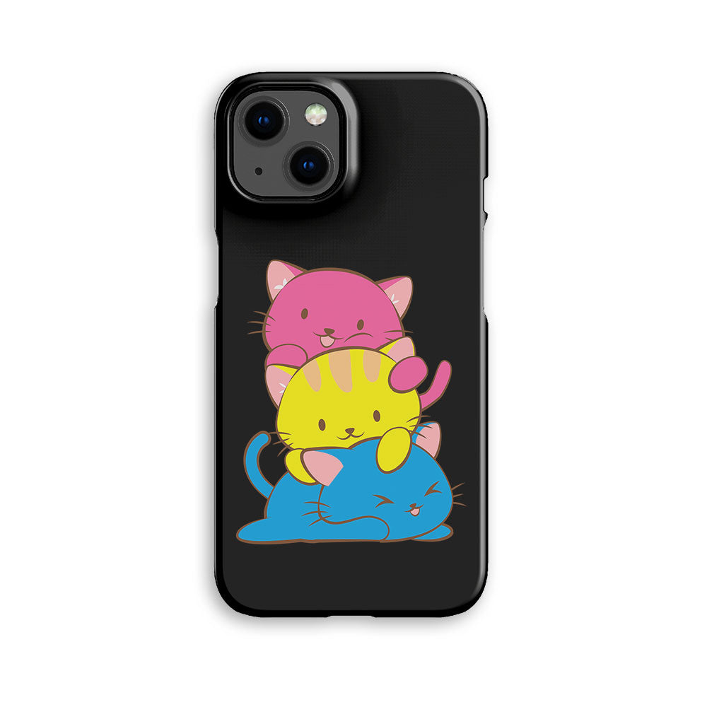 Pansexual Pride Kawaii Cat Phone Case - black