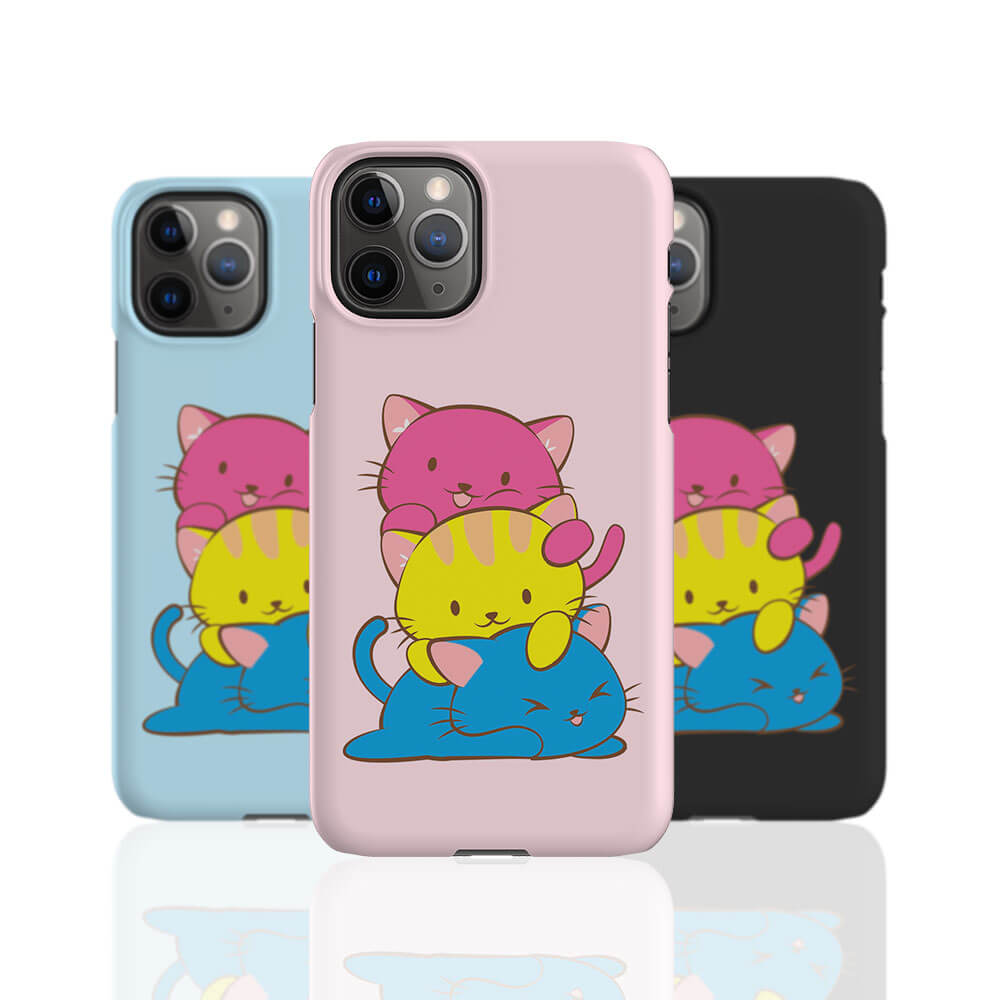 Pansexual Pride Kawaii Cat Phone Cases - Pink, blue, black