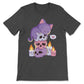 Purple Cat on Skulls Kawaii Aesthetic Pastel Goth Shirt - dark grey heather