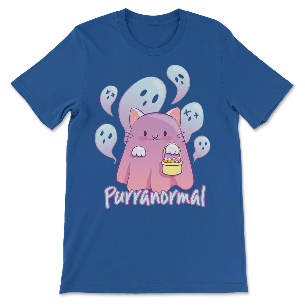 Purranormal Kawaii Ghost Cat Cute Halloween Shirt - True Royal